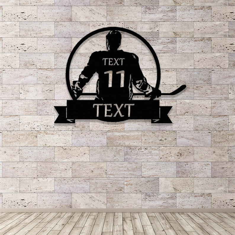 Personalized Hockey Metal Sign Custom Hockey Player Name Sign LED Hockey Metal Wall Art Hockey Wall Decor Hockey Player Gift Hockey Decor