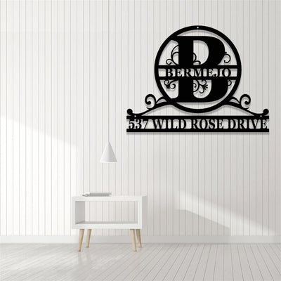Custom House Number Metal Sign Personalized Family Name Sign Metal Address Sign Initial Name Sign Housewarming Gift Address Plaque