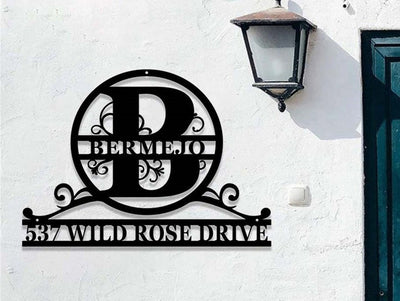 Custom House Number Metal Sign Personalized Family Name Sign Metal Address Sign Initial Name Sign Housewarming Gift Address Plaque