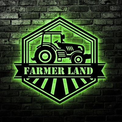 Car Farmer Design Family Sign Metal Wall Art WITH LED/WITHOUT LED Lights Family Name Sign Metal Wall Decor Housewarming Gift