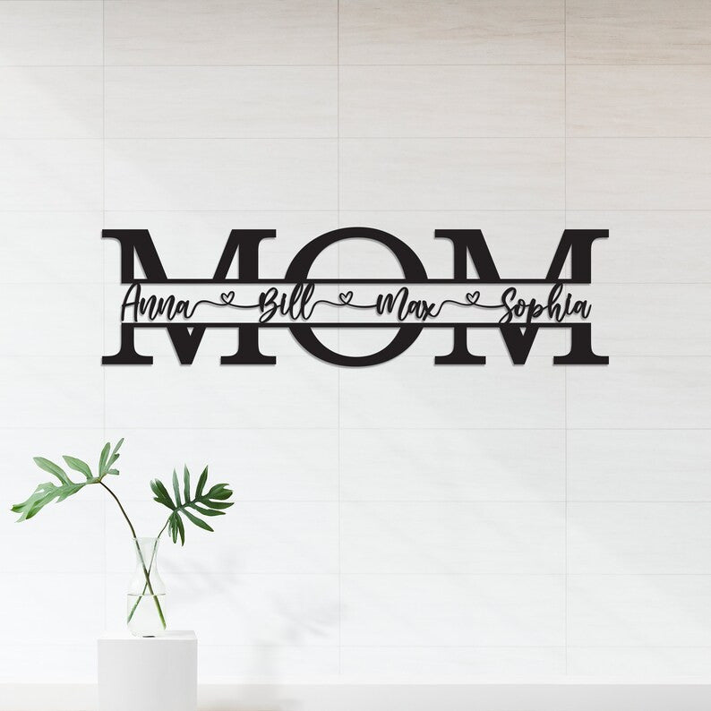 Mother's Day Gift Personalized Metal Sign Gift For Mom Grandma Custom Kid Names House Decor Wall Hanger Birthday Gift