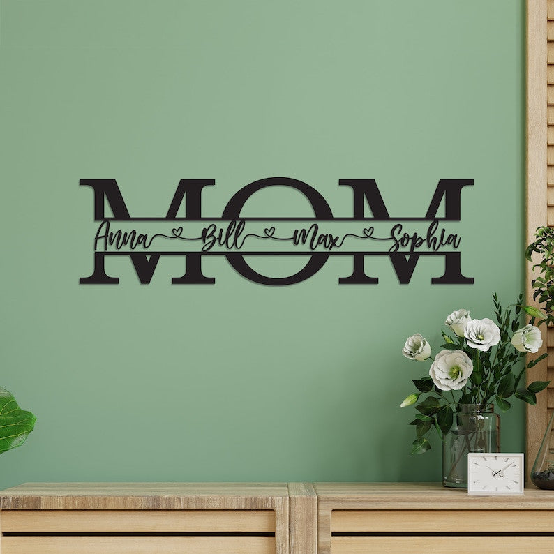 Mother's Day Gift Personalized Metal Sign Gift For Mom Grandma Custom Kid Names House Decor Wall Hanger Birthday Gift