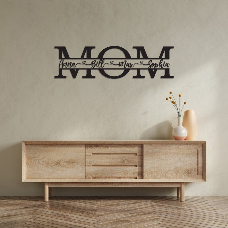 Mother's Day Gift Personalized Metal Sign Gift For Mom Grandma Custom Kid Names House Decor Wall Hanger Birthday Gift