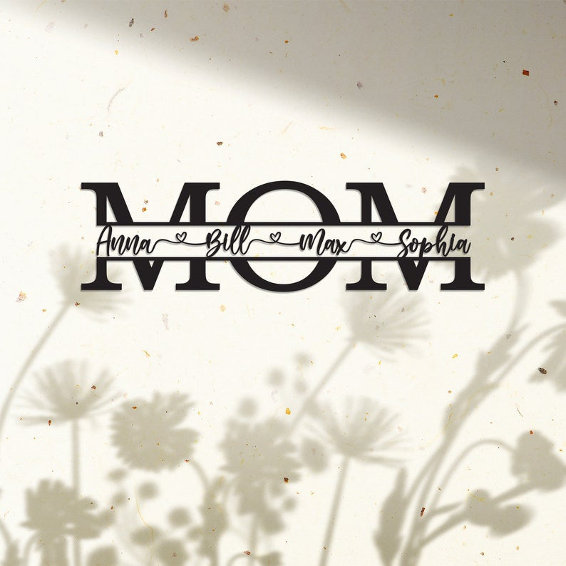 Mother's Day Gift Personalized Metal Sign Gift For Mom Grandma Custom Kid Names House Decor Wall Hanger Birthday Gift