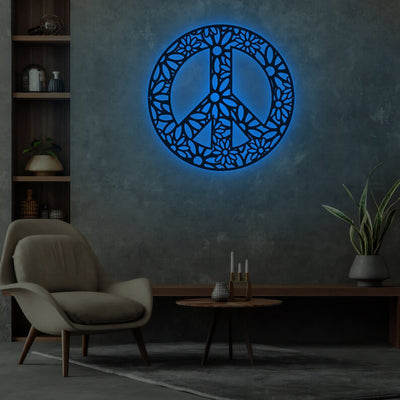 Peace Mandala Metal Wall Peace Sign Mandala Art WITH LED/WITHOUT LED Lights House Decor House Warming Gift Gift For Hippie Girl Boho Style