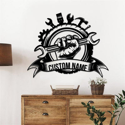 Personalized Garage Sign Garage Metal Wall Art WITH LED/WITHOUT LED Lights Repair Tools Mechanic Gift Fathers Day Gift Gift For Dad Garage Decor