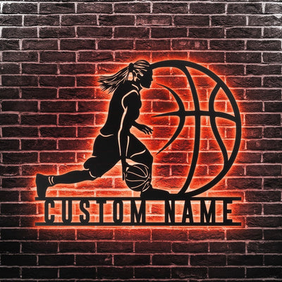 Custom Basketball Metal Wall Art Personalized Basketball Sign WITH LED/WITHOUT LED Lights Basketball Player Name Sign Gift