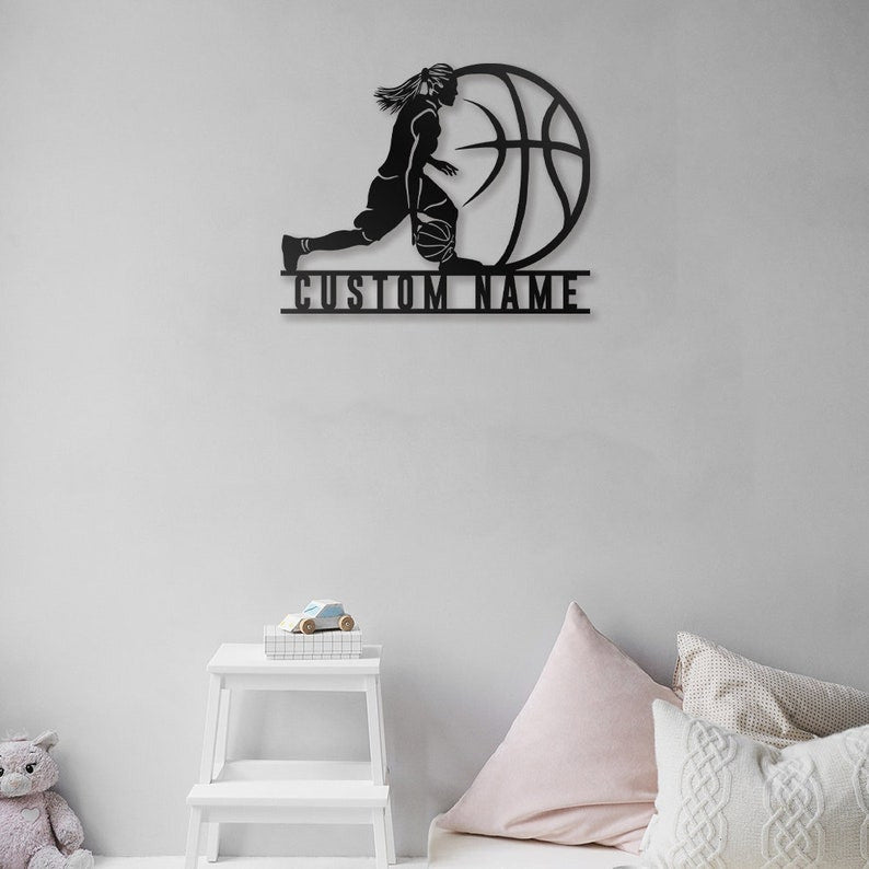 Custom Basketball Metal Wall Art Personalized Basketball Sign WITH LED/WITHOUT LED Lights Basketball Player Name Sign Gift