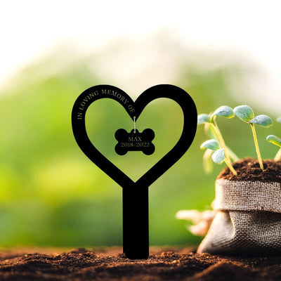 Personalized Heart Plaque Stake WITH LED/WITHOUT LED Light Memorial Dog Plaque In Loving Memory Sympathy Gift For Pet Loss Garden Sign