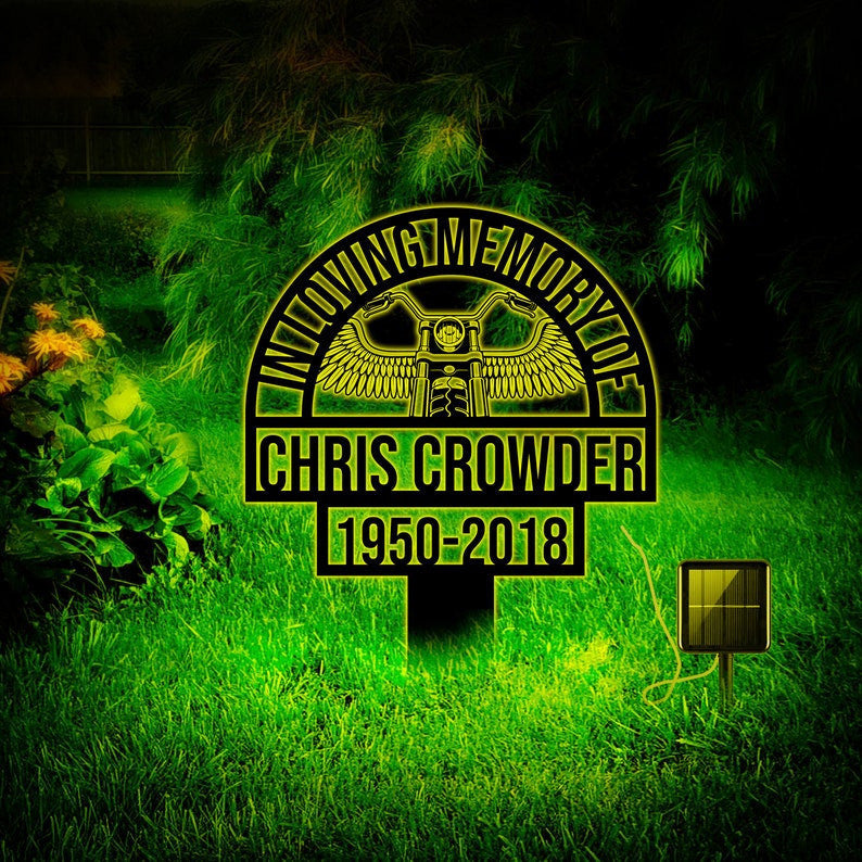 Personalized Memorial Stake WITH LED/WITHOUT LED Light Motorcycle With Wings In Loving Memory Of Biker Sympathy Gift For Biker