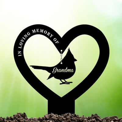 Personalized Heart Plaque In Loving Memory Cardinal Stake WITH LED/WITHOUT LED Light Memorial Plaque Sympathy Gift For Loss Garden Sign