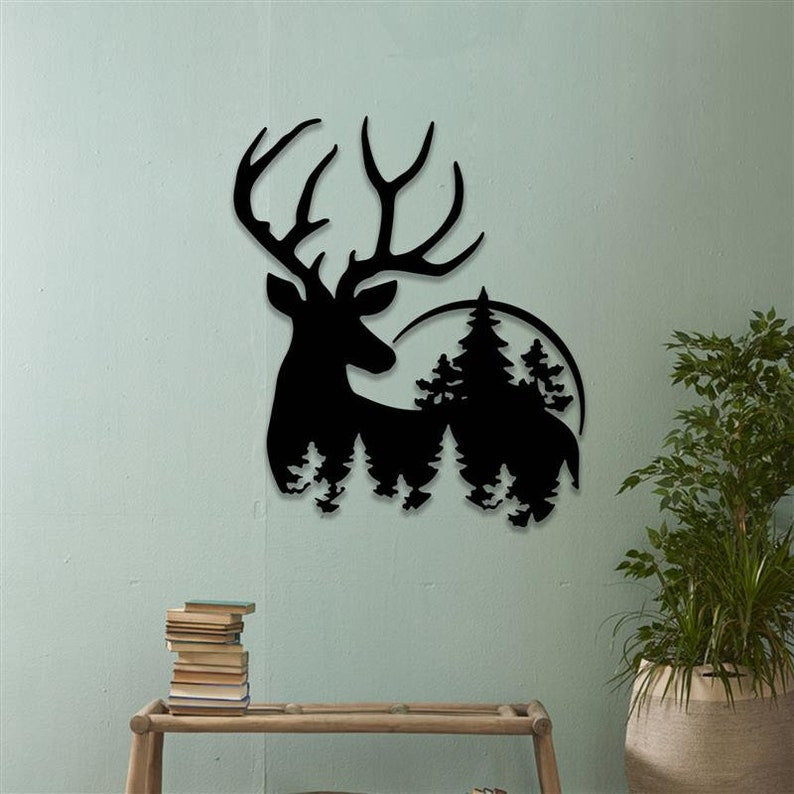 Deer Buck Head Metal Sign WITH LED/WITHOUT LED light Deer Hunting Signs Hunting Deer Wall Decor Deer Head Metal Art Hunting Gifts For Men