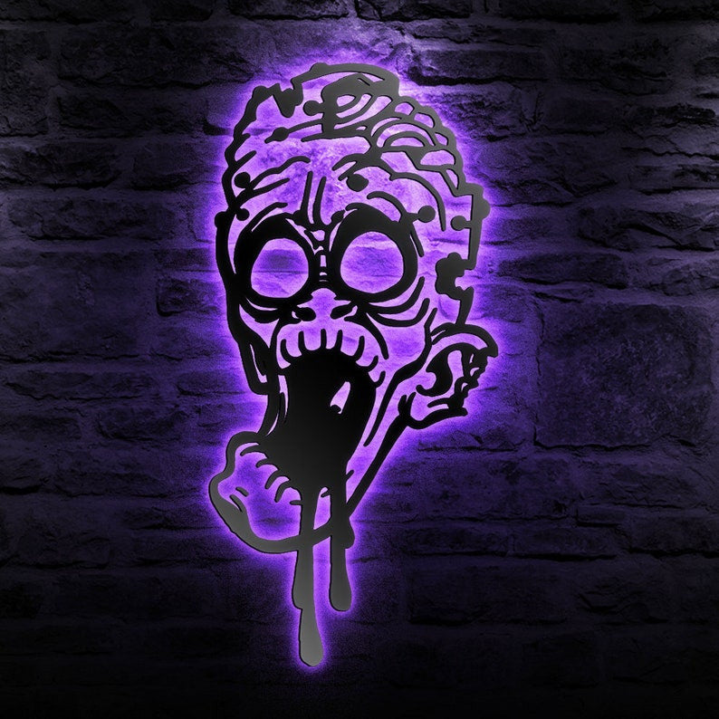 Creepy Zombie Halloween Sign Metal Wall Art WITH LED/WITHOUT LED Lights Halloween Metal Sign Decoration Halloween Wall Decor
