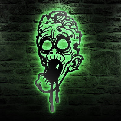 Creepy Zombie Halloween Sign Metal Wall Art WITH LED/WITHOUT LED Lights Halloween Metal Sign Decoration Halloween Wall Decor