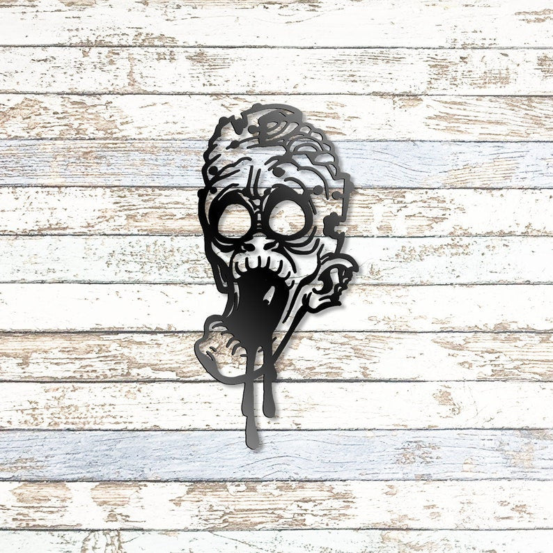 Creepy Zombie Halloween Sign Metal Wall Art WITH LED/WITHOUT LED Lights Halloween Metal Sign Decoration Halloween Wall Decor