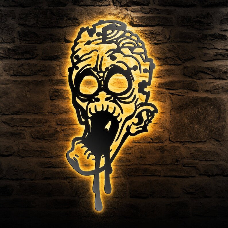 Creepy Zombie Halloween Sign Metal Wall Art WITH LED/WITHOUT LED Lights Halloween Metal Sign Decoration Halloween Wall Decor