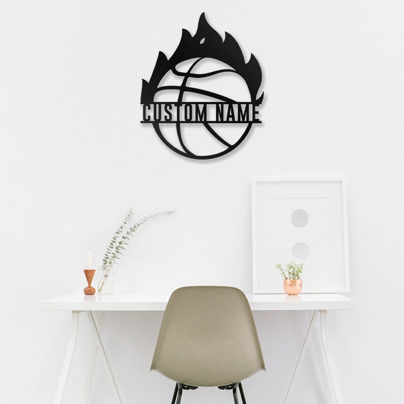 Custom Basketball Metal Wall Art Personalized Basketball Sign WITH LED/WITHOUT LED Lights Basketball Player Name Sign Gift