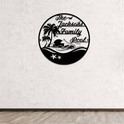 Personalized Family Pool Sign Swimming Pool Metal Sign Custom Family Name Pool Sign Oasis Sign Patio Decor Poolside Sign Beach House Sign