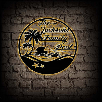 Personalized Family Pool Sign Swimming Pool Metal Sign Custom Family Name Pool Sign Oasis Sign Patio Decor Poolside Sign Beach House Sign