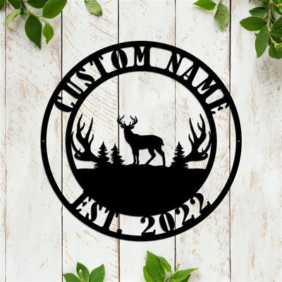Personalized Deer Buck Head Metal Sign WITH LED/WITHOUT LED light Custom Dear Antler Metal Wall Art For Deer Hunting Campsite Decor Deer Hunting Sign