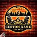 Camping EST Design Custom Name And Number Family Sign Metal Wall Art WITH LED/WITHOUT LED Lights Personalized Family Name Sign Housewarming Gifts