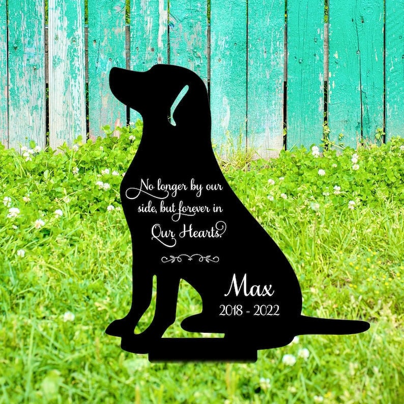 Custom Dog Metal Memorial Stake No Longer By Our Side But Forever In Our Heart Sympathy Sign Pet Loss Stake Grave Marker Pet Supplies