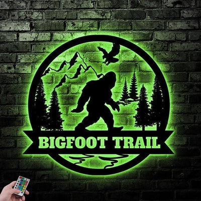 Bigfoot Design Family Sign Metal Wall Art WITH LED/WITHOUT LED Lights Family Name Sign Metal Wall Decor Housewarming Gift