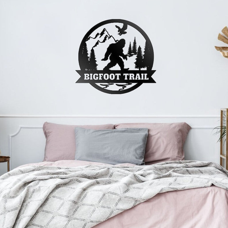 Bigfoot Design Family Sign Metal Wall Art WITH LED/WITHOUT LED Lights Family Name Sign Metal Wall Decor Housewarming Gift