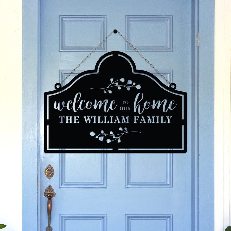Personalized Family Door Sign Welcome To Our Home Door Hanger Sign For House House Decor Housewarming Gift Custom Name Sign