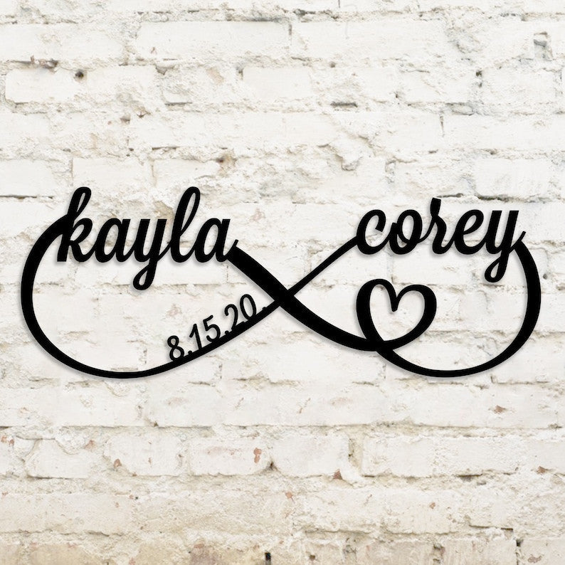 Personalized Infinity Metal Sign WITH LED/WITHOUT LEDs Infinity Name Infinity Sign Containing Name Anniversary Gift Newly Engaged Gift