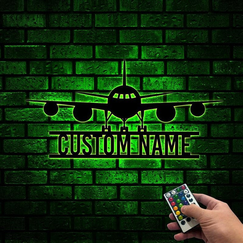 Airplane Metal Sign WITH LED/WITHOUT LED Light Airplane Signs Aviation Sign Gift For Pilot Gift For Flight Attendant Aviation Graduation Gift