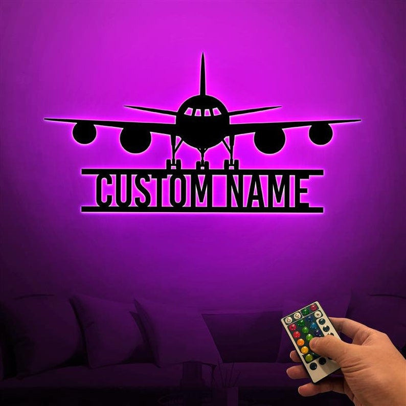 Airplane Metal Sign WITH LED/WITHOUT LED Light Airplane Signs Aviation Sign Gift For Pilot Gift For Flight Attendant Aviation Graduation Gift