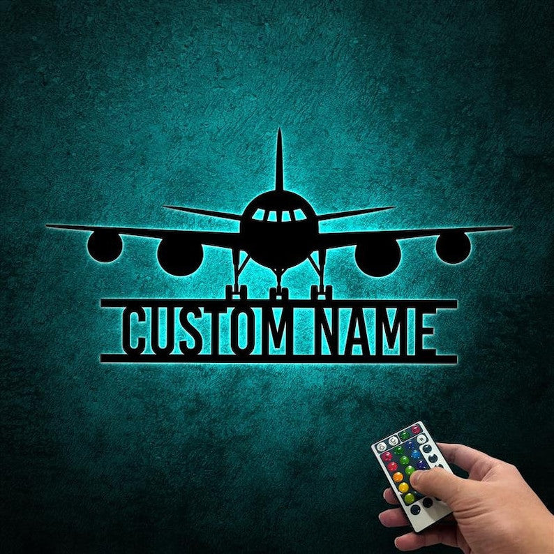 Airplane Metal Sign WITH LED/WITHOUT LED Light Airplane Signs Aviation Sign Gift For Pilot Gift For Flight Attendant Aviation Graduation Gift