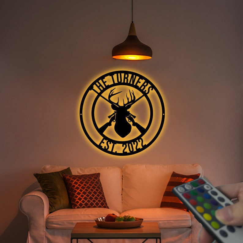 Personalized Dear Metal Sign WITH LED/WITHOUT LED Light Custom Dear Metal Wall Art For Deer Hunting Campsite Decor Housewarming Gift Gift For Him