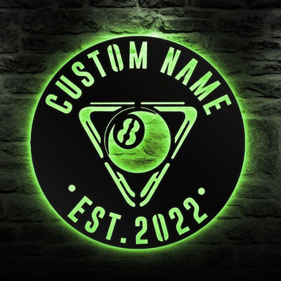 Custom Billiards Metal Wall Art Personalized Billiards Room Name Sign WITH LED/WITHOUT LED Lights Living Room Decor Pool Player Gift