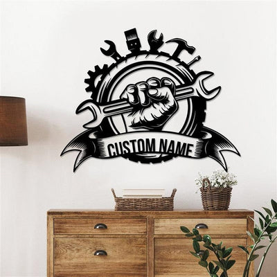 Personalized Garage Sign Garage Metal Wall Art WITH LED/WITHOUT LED Lights Repair Tools Mechanic Gift Fathers Day Gift Gift For Dad Garage Decor