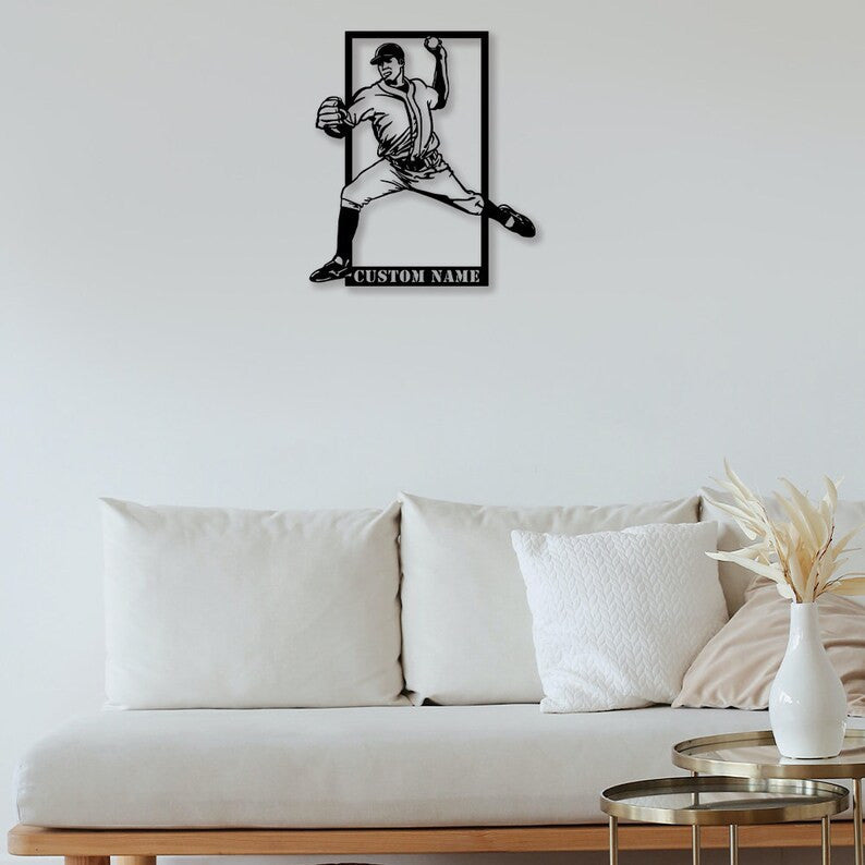 Custom Baseball Infielder Metal Wall Art Personalized Baseball Sign WITH LED/WITHOUT LED Lights Baseball Player Name Sign Gift