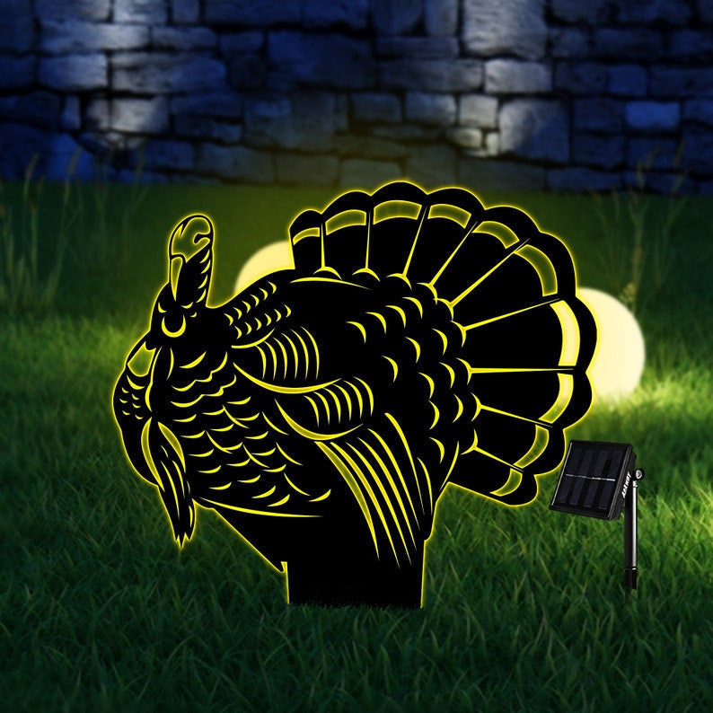 Turkey Metal Yard Signs WITH LED/WITHOUT LED Light Patio Sign Yard Sign Thanksgiving Decor Turkey Thanksgiving Halloween Gift For Family