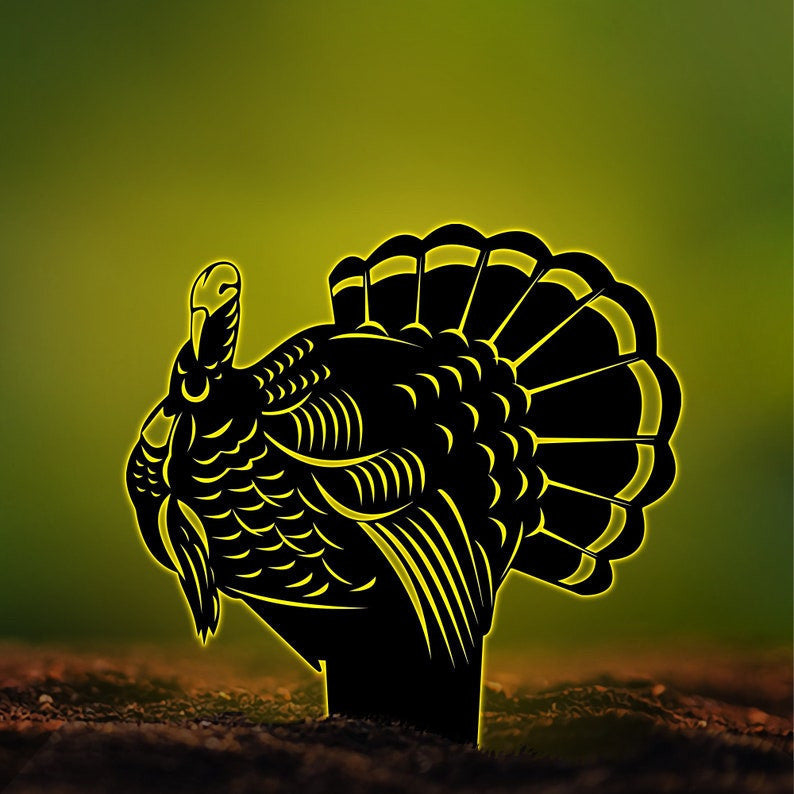 Turkey Metal Yard Signs WITH LED/WITHOUT LED Light Patio Sign Yard Sign Thanksgiving Decor Turkey Thanksgiving Halloween Gift For Family