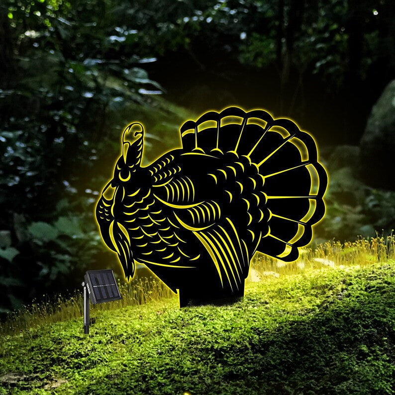 Turkey Metal Yard Signs WITH LED/WITHOUT LED Light Patio Sign Yard Sign Thanksgiving Decor Turkey Thanksgiving Halloween Gift For Family