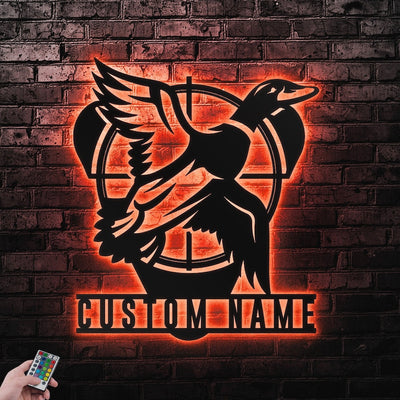 Custom Duck Hunting Metal Wall Art Personalized Hunting Lover Sign WITH LED/WITHOUT LED Lights Man Born To Hunt