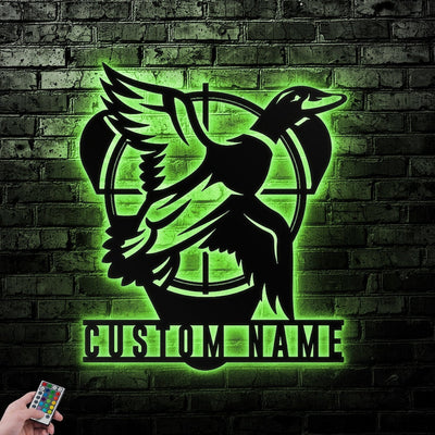 Custom Duck Hunting Metal Wall Art Personalized Hunting Lover Sign WITH LED/WITHOUT LED Lights Man Born To Hunt