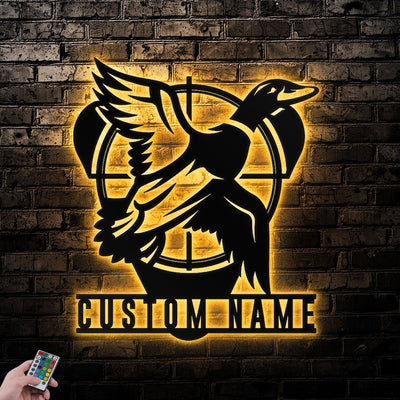 Custom Duck Hunting Metal Wall Art Personalized Hunting Lover Sign WITH LED/WITHOUT LED Lights Man Born To Hunt