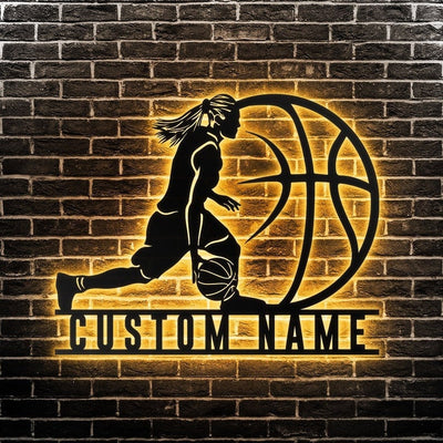 Custom Basketball Metal Wall Art Personalized Basketball Sign WITH LED/WITHOUT LED Lights Basketball Player Name Sign Gift