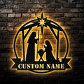 Custom Nativity Metal Wall Art Personalized Christmas Sign WITH LED/WITHOUT LED Lights Christmas Oh Holy Night Nativity