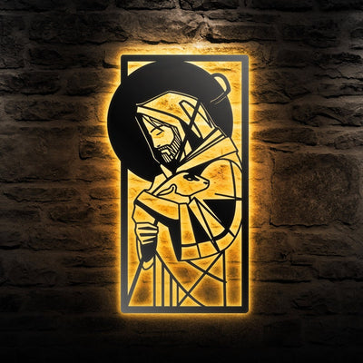 Jesus Loving Metal Sign Christian Metal Wall Art WITH LED/WITHOUT LED Lights Thanksgiving Decoration