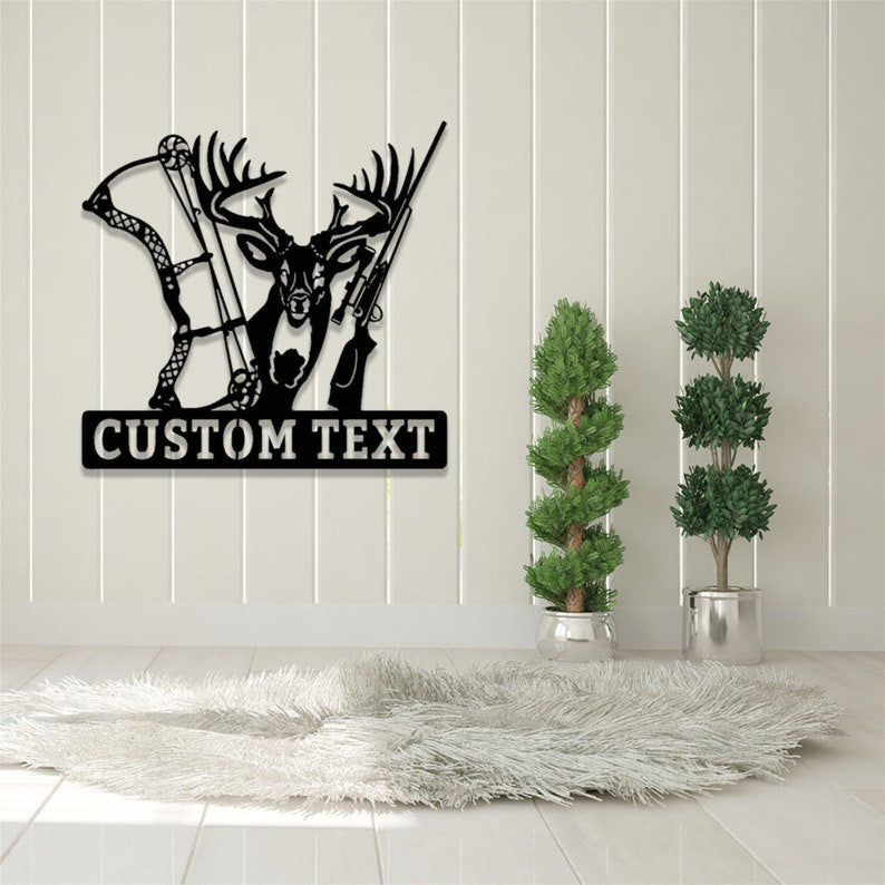 Personalized Deer Hunting Metal Sign Deer Hunt Wall Art WITH LED/WITHOUT LEDs Custom Hunter Name Sign Hunter Gift Hunting Cabin Decor Deer Hunt Sign