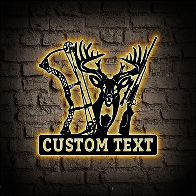 Personalized Deer Hunting Metal Sign Deer Hunt Wall Art WITH LED/WITHOUT LEDs Custom Hunter Name Sign Hunter Gift Hunting Cabin Decor Deer Hunt Sign