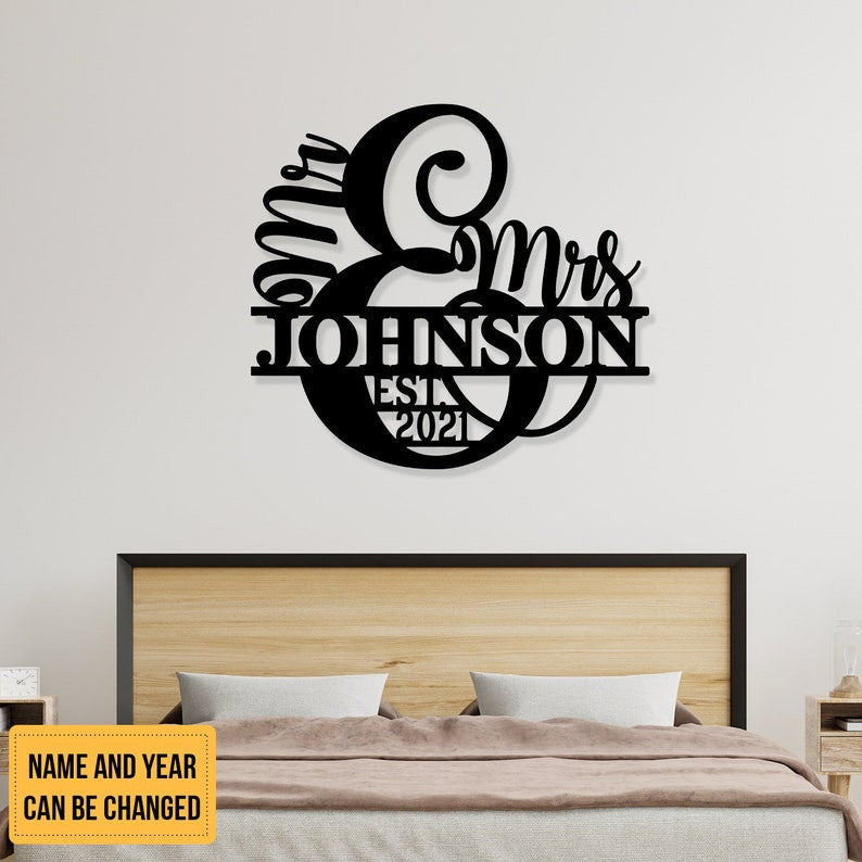 Personalized Name Metal Signs Wedding Gift For Couple Bridal Shower Decor Anniversary Metal Sign Bedroom Decor Wedding Gift