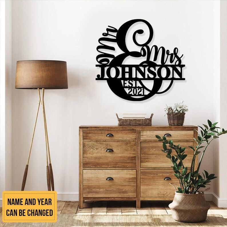 Personalized Name Metal Signs Wedding Gift For Couple Bridal Shower Decor Anniversary Metal Sign Bedroom Decor Wedding Gift
